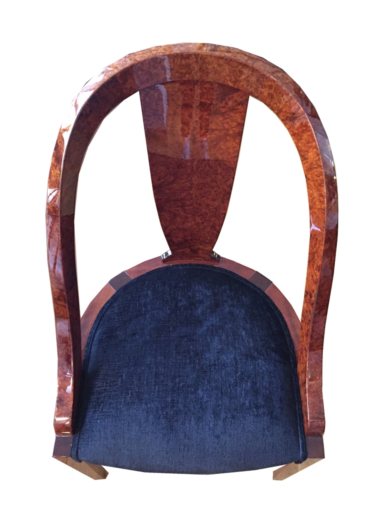 Sechs Art Déco Amboina Stühle in Gondel-Form