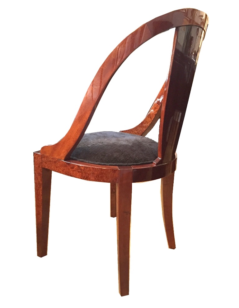 Sechs Art Déco Amboina Stühle in Gondel-Form