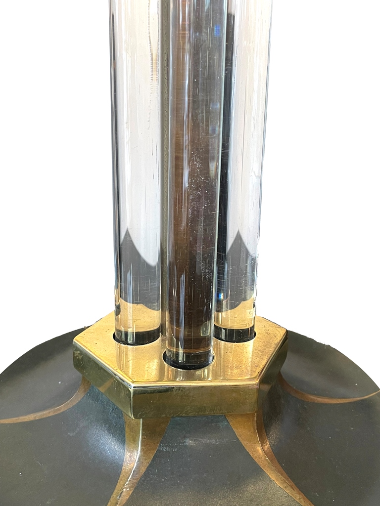 Art Déco Tischlampe mit Glasschaft