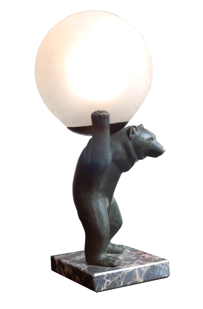 Art Déco Tischlampe mit Bär