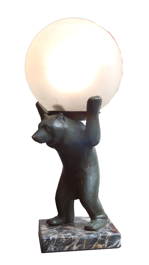 Art Déco Tischlampe mit Bär