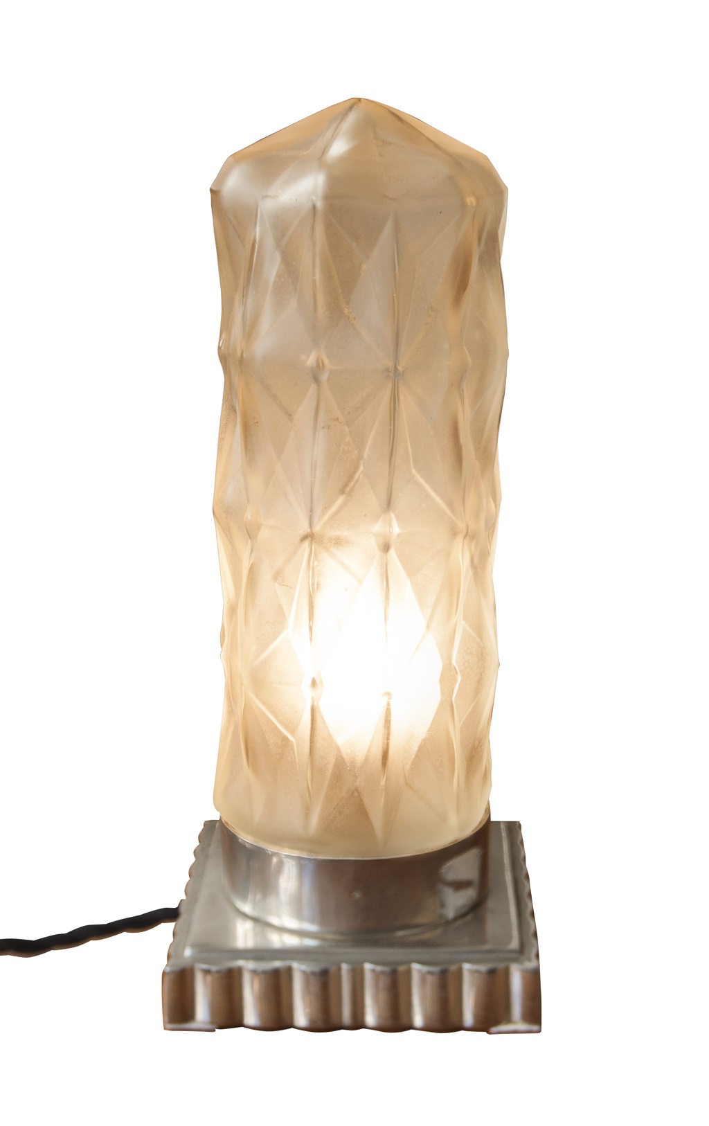 Cylindrical Art Deco table lamp on