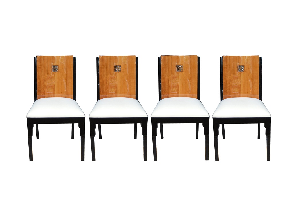 Art Déco Sitzgruppe Kirschbaum mit Schwarzlack