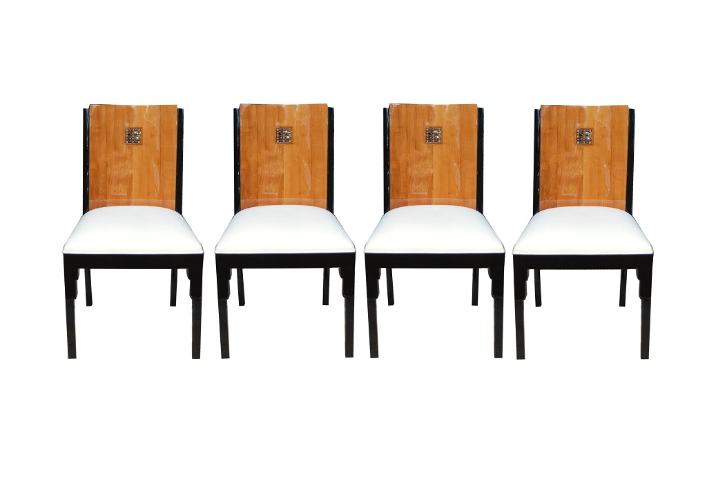Art Déco Sitzgruppe Kirschbaum mit Schwarzlack