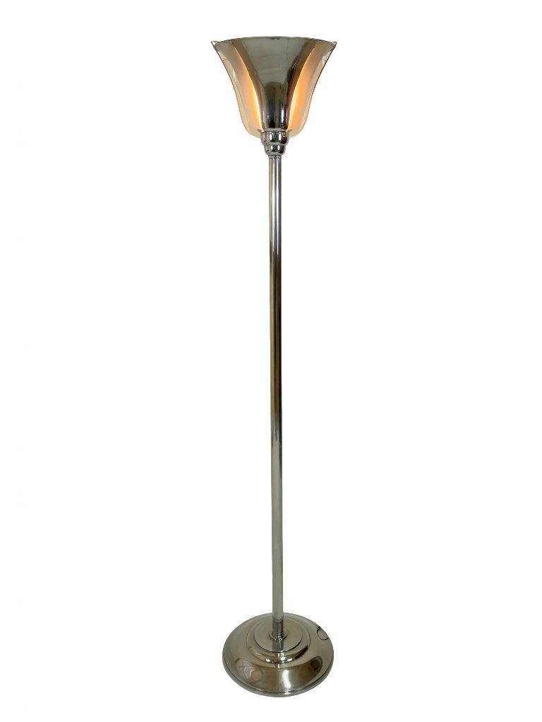 Originale Art Déco Stehlampe mit Rosalinglas