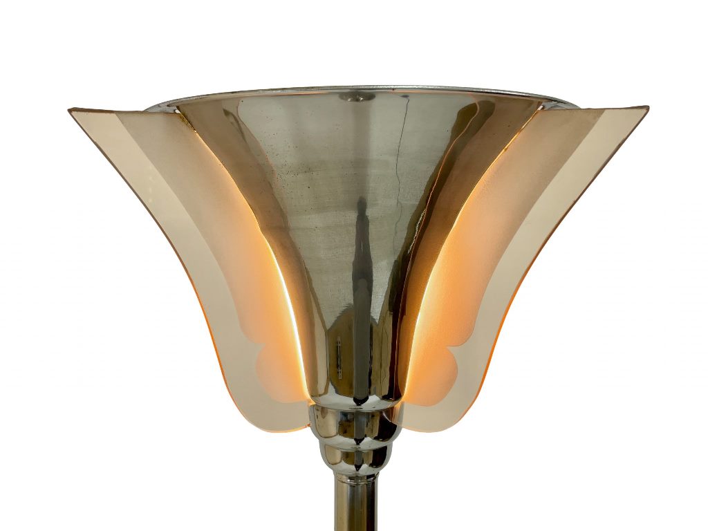 Originale Art Déco Stehlampe mit Rosalinglas