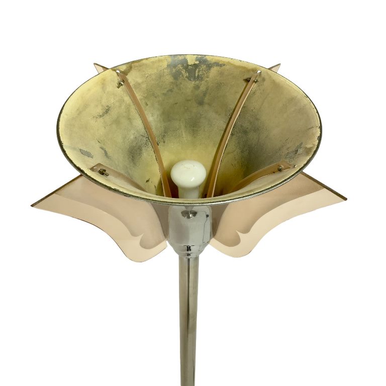 Originale Art Déco Stehlampe mit Rosalinglas