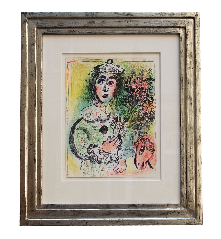 Marc Chagall Lithographie<br>„Blumengeschmückter Clown“